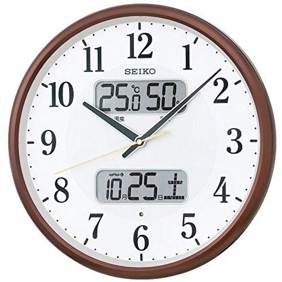 Manufacturer Extended Warranty 2 Years Applicable Seiko Clock Wall Radio-controlled Analog Calendar Temperature Humidity Display 01 Brown Metallic
