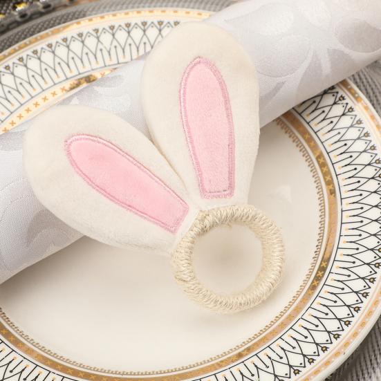 Easter Bunny Napkin Ring Spring Themed Napkin Holder Rabbit Ear Napkin Buckle Table Decorations for Dinner Party Banquet Events