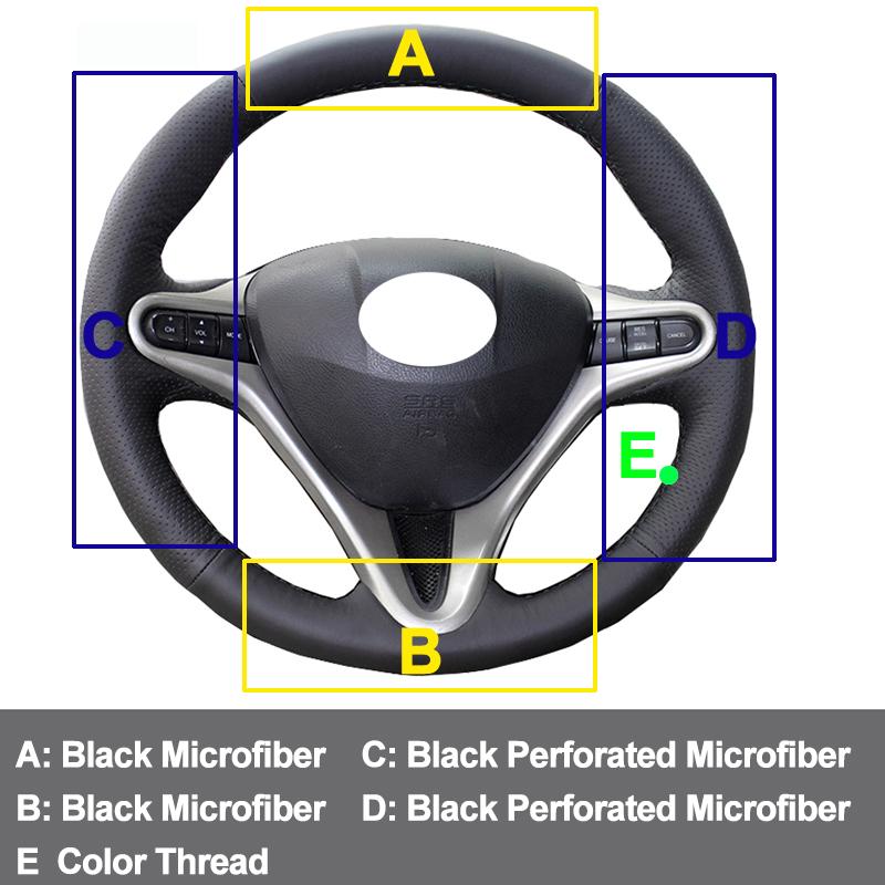 Hand Sewing Car Steering Wheel Cover For Honda BR-V BRV 2015 - 2025 Volant Braid On Steering-wheel Wrap Protector 2025 2020 2019