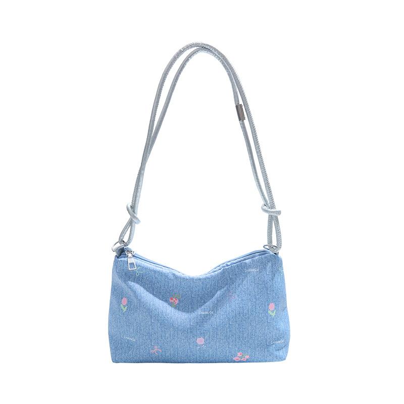 Small fresh denim cloth bag printing 2026 new handbag portable going out underarm bag small handbag