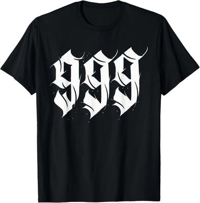 T-shirt Calligrafia Gotica Numero Angelo 999
