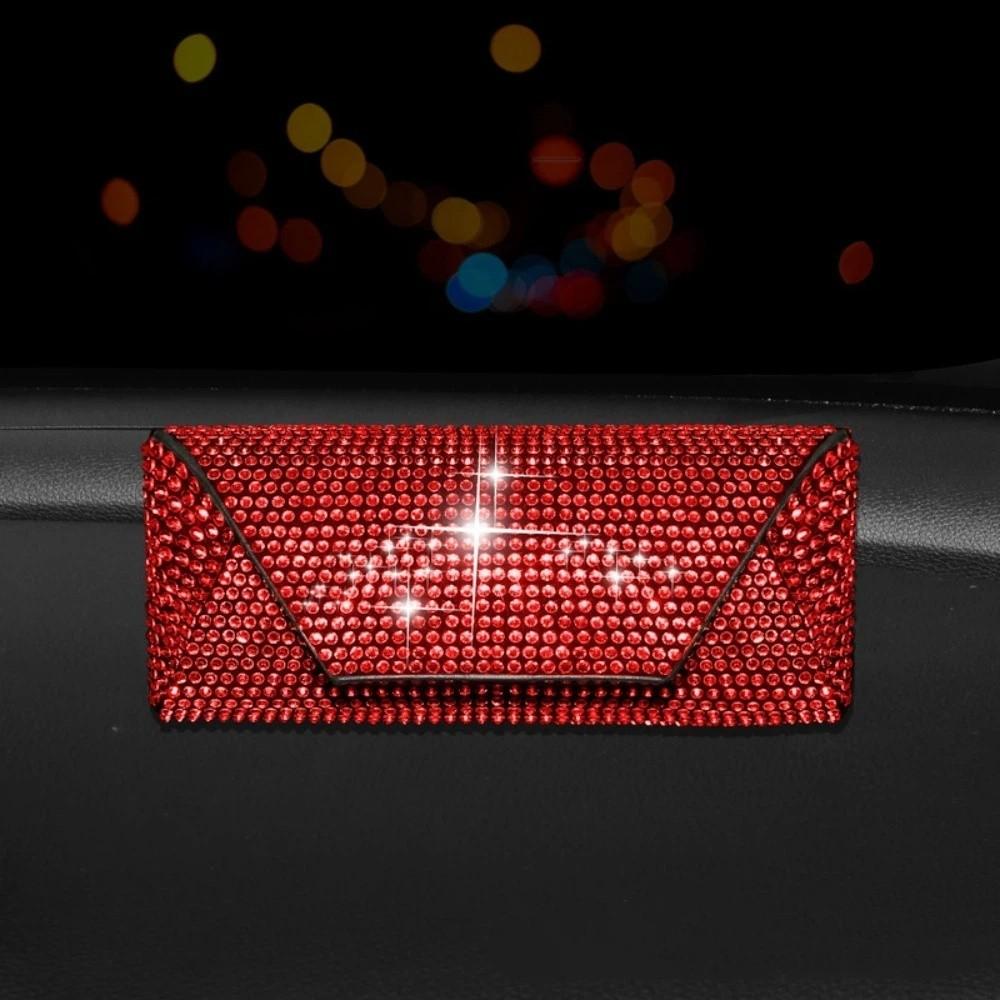 Portable Shiny Diamond Car Glasses Case Crystal Bling Rhinestone Sunglasses Box Sunglasses Storage Box Men