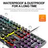 T-WOLF T80 Gaming Keyboard Retro Punk Round Keycap Wired Mechanical Keyboard with Colorful Backlight, Black