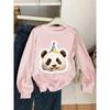 European sizes Crewneck Sweatshirt for Kids Featuring a Panda Wearing a Party Hat And Surrounded by Confetti.   Perfect for Sports And Casual Outings