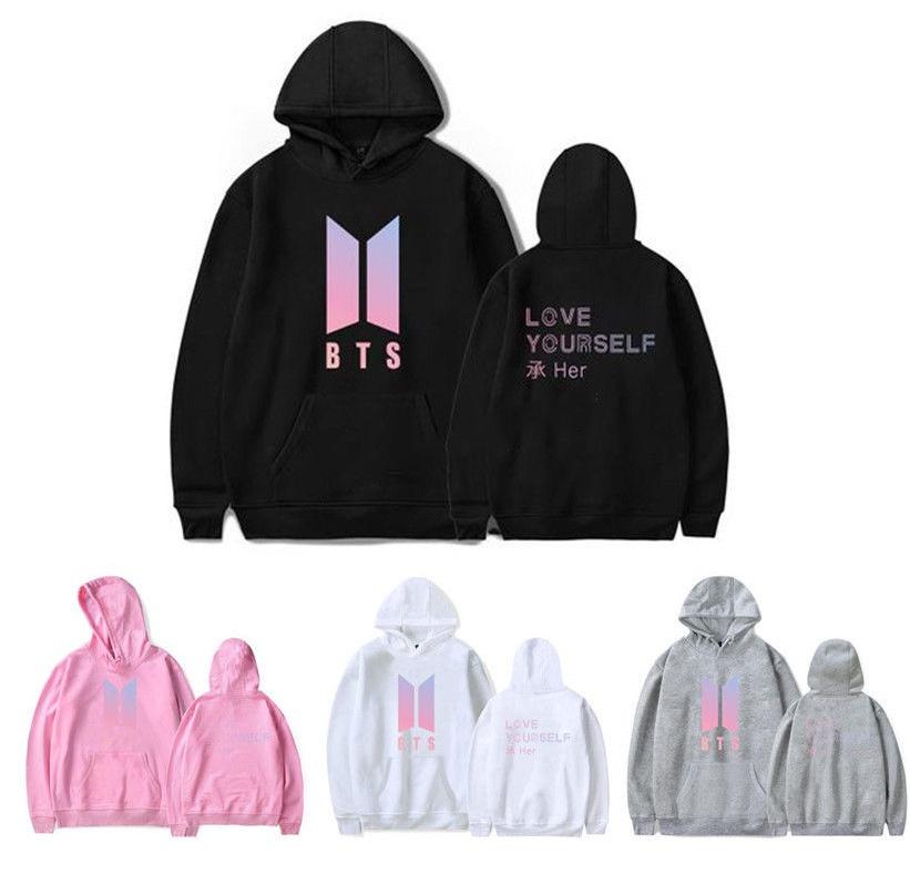 Bluza z kapturem Kpop Bts Bangtan Boys Love Yourself Her Bawełniana w stylu casual i sportowym