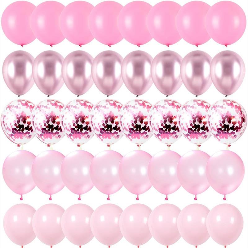 Pearl Powder Confetti Metal Latex Balloons Wedding Decoration Pink Globos New Year Birthday Party Baby Shower Anniversary Decor