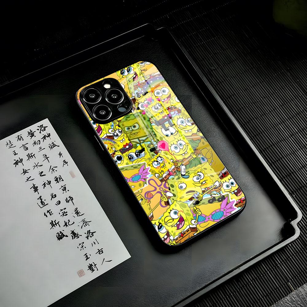 SpongeBob Cartoon Phone Case For IPhone 17 Air 16 15 14 Pro 13 11 12 XR XS ProMAX 7 8 Plus Glass Cover