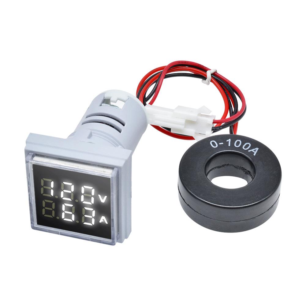 Mini Dual Display Voltmeter & Ammeter LED Digital Voltage Gauge AC 50-380V 0-100A Current Meter Durable Voltage Panel Tester
