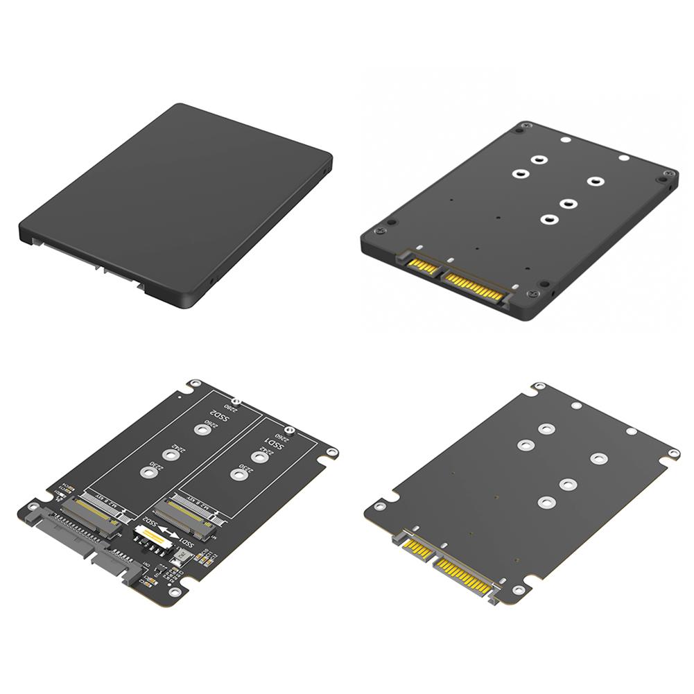 Dual M.2 B Key NGFF SSD To 2.5 SATA III Adapter M2 NGFF To SATA Adapter Card Dual NGFF B Key M.2 SSD Card with Plastic Enclosure
