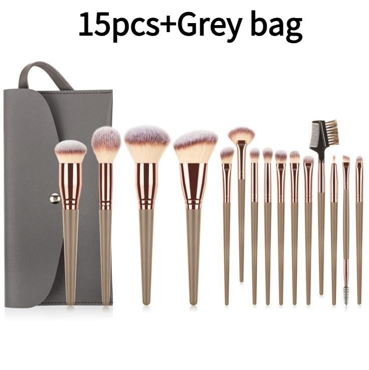 15pcs Women's makeup Professional  Bag Foundation Eyelash Eyebrow Eyeshadow Cosmetic Makeup Brush Tool Set Christmas