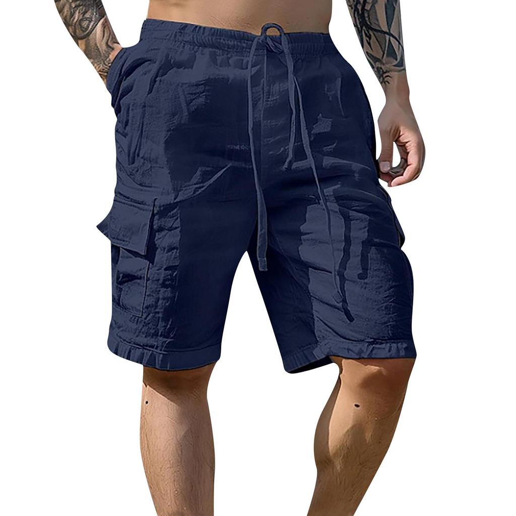Men's Sports Cotton Casual Loose Shorts Casual Pajamas Pocket Jogging Shorts Pants