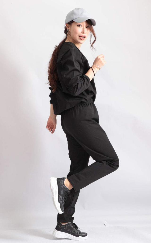 Gold Japan Plus Size Sauna Suit for Diet and Long Sleeve Top and Black Women's Training, Pants, Goldy-483, 5L,