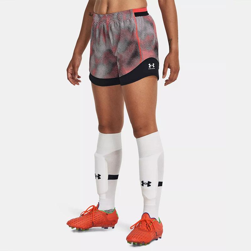 Under Armour Challenger Pro Color Block Printed Sports Shorts Women Shorts Beta-Red 1381049-628