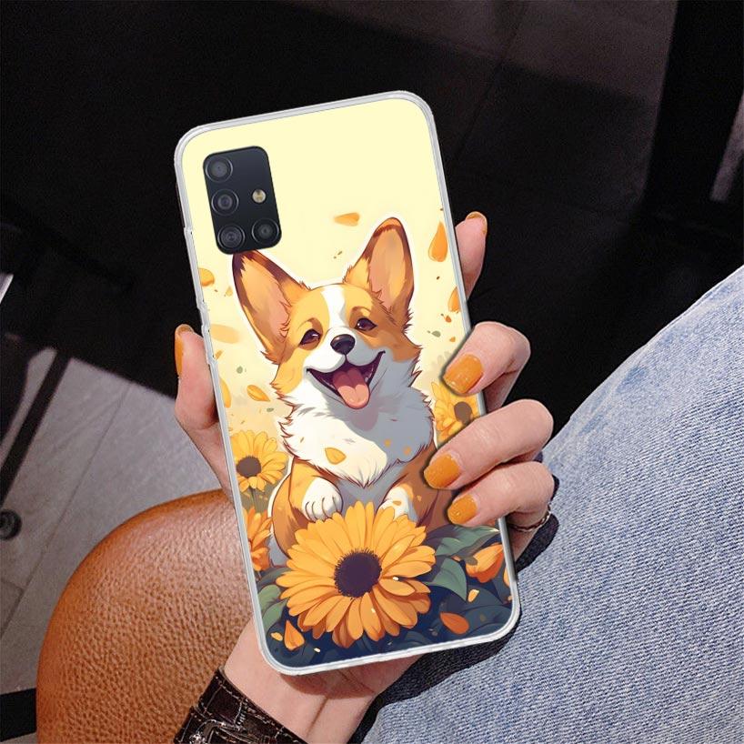 Cartoon Corgi Cute Dog Phone Case For Samsung Galaxy A52 A32 A22 A12 A51 A31 A50S A30S A20S A10S Note 20 Ultra 10 Plus S10 A72 A