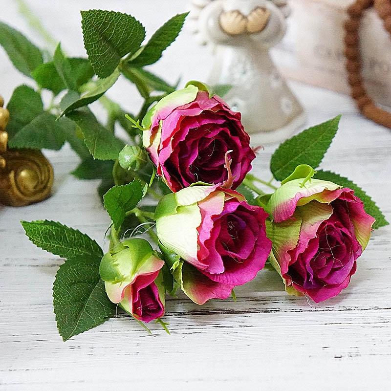 Fake Flowers Simulated Single Rose Buds Artificial Rose Flower Wedding Decoration Home Hotel Decor