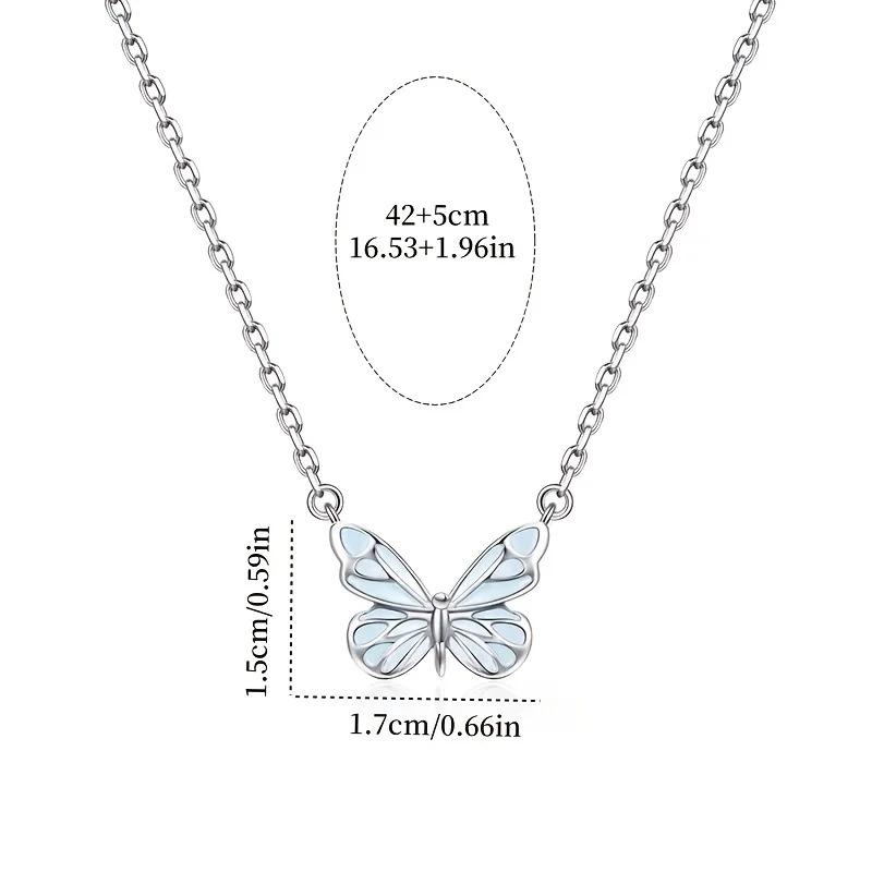 Halskette & Armband Leuchtender Schmetterling für Damen, Aurora Forest-inspirierte Collierkette, 1 Stück