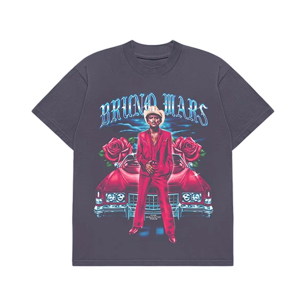 2026 Bruno Mars The Romantic Tour T-shirt Men and Women Summer Cotton Clothing Oversize Fashion Trendy Tee Hip Hop Streetwear Top