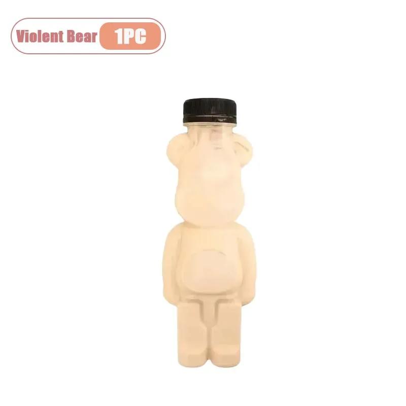 500ml Portable Cartoon Bear Transparent Bottles Cute Reusable Drink Containers for Bubble Tea Juice Milkshake Party Supplies