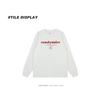 Trendy Retro Hong Kong Style Letter Print Unisex Loose Cuffed Sleeve Cotton Long Sleeve Tee