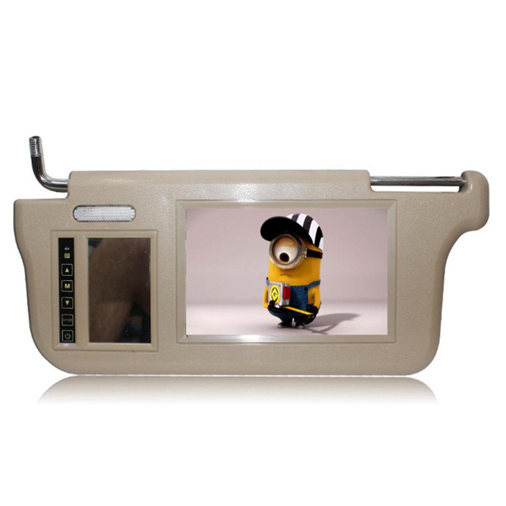 7" Gray Car Left Sun Visor Rear View Mirror Screen LCD Monitor 2 Channel Video