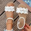 Plus‑Size Flat Flower Ankle Strap Women Beach Vacation Sandals