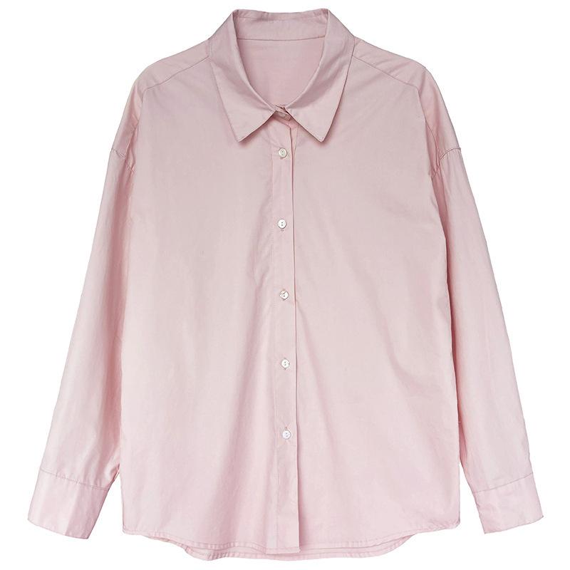 LUXI Autumn 60s Cotton Women's Casual Long Sleeve Shirt - Simple Loose Outerwear 319