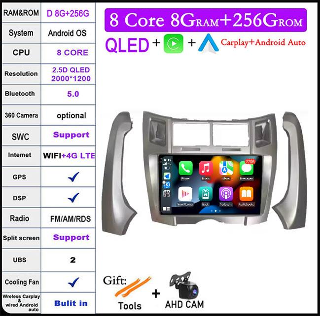 9 Inch For Toyota Yaris Vizi 2005-2012 Android AutoCarplay Multimedia Player Car Radio Wireless GPSNavigator 4G WIF|BT