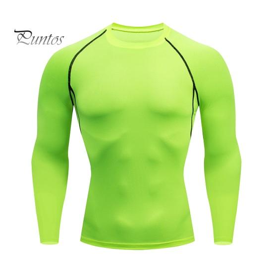 

Мужской спортивный топ 3D Slim Fit Высокая эластичность Круглый вырез Быстросохнущий Длинные рукава Slim Fit Компрессионная футболка для коррекции фигуры Тренажерный зал Бег Баскетбол Футболка L флуоресцентный зеленый