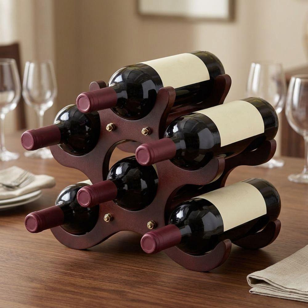 Wooden Wine Holder Stand Freestanding Design Bottle Wine Rack Wine Storage Rack Bar Countertop