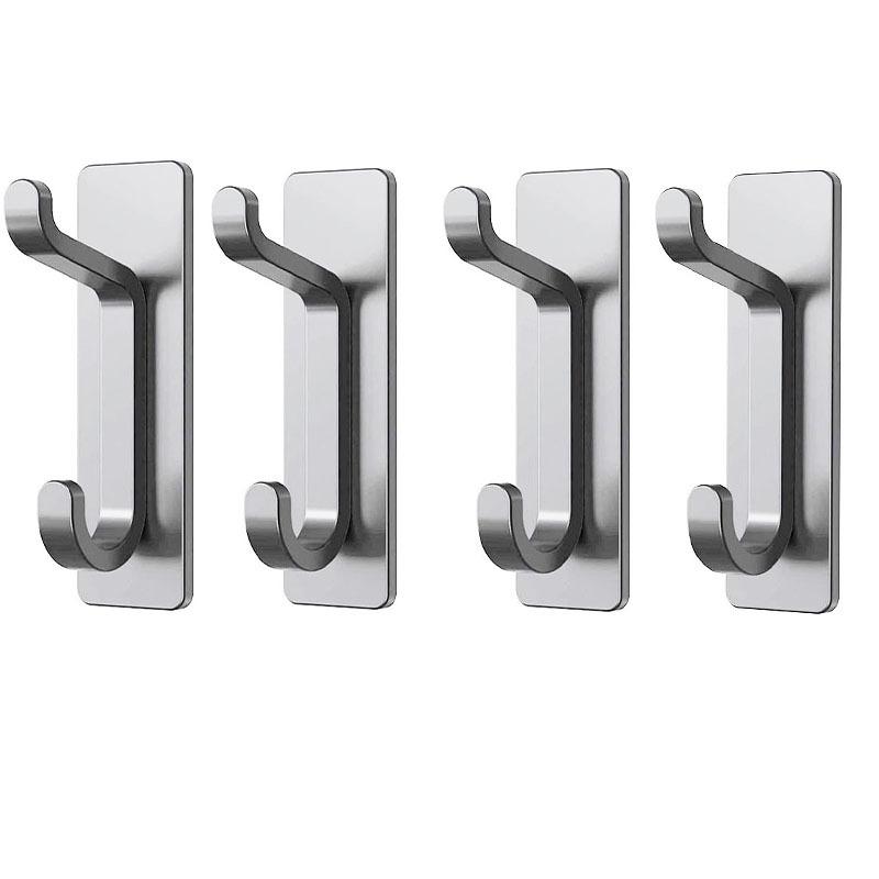 Stainless Steel Clothes Hooks for Household Bedrooms, Hole Free Wall Mounted Clothes Hooks