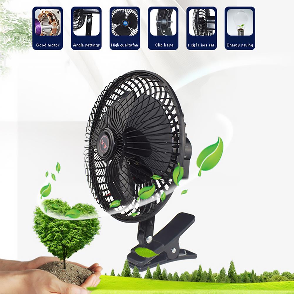 Black VOSAREA 10 Inch Car Cooling Fan 2 Gears Desk Clip Fan Stroller Vehicle Mounted Low Noise Air Condition Adjustable Fan 12V