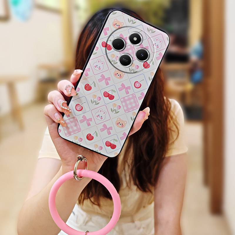 Youth Protective Phone Case For Redmi 14C 4G/14R 5G/A3 Pro 4G/POCO C75 Bracelet Dirt-resistant Solid Color Cartoon Cute