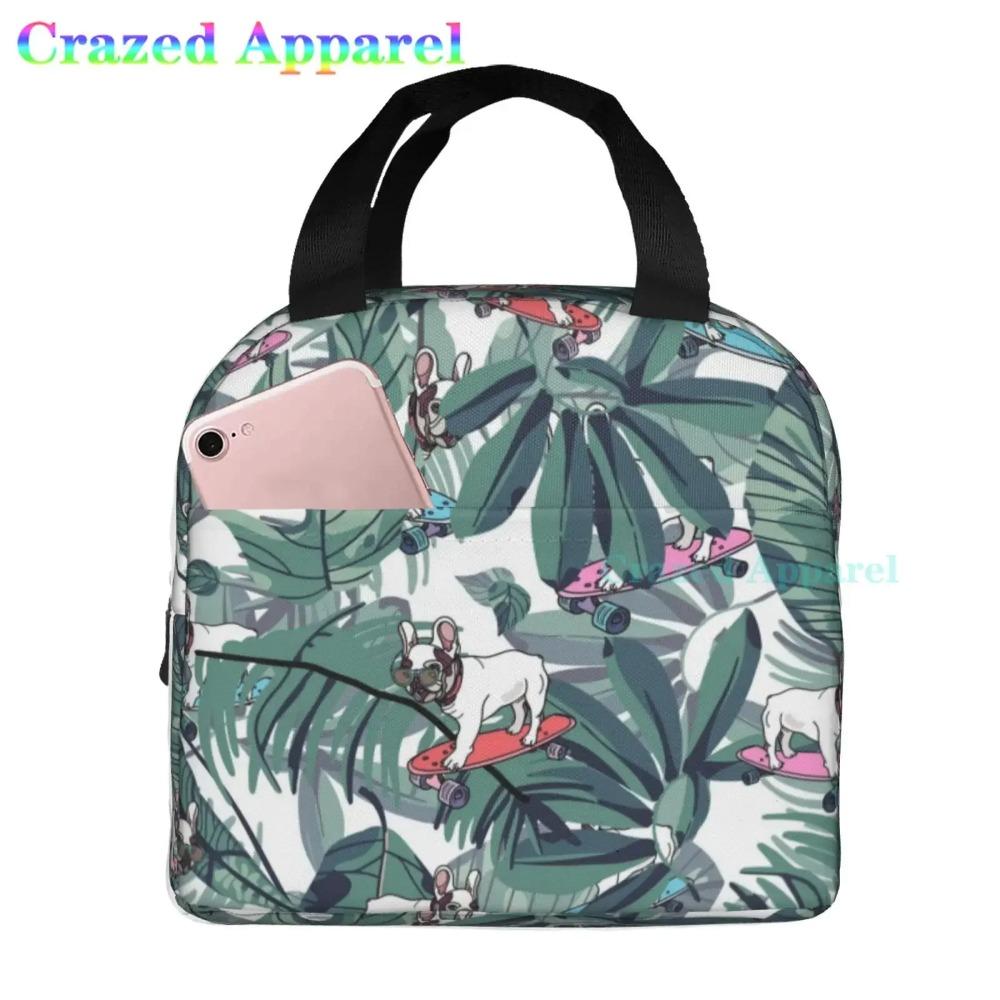 French Bulldog Cute Dog Insulated Lunch Bag Portable Thermal Cooler Box Reusable Picnic Tote Bento Bag for Men Women Kids