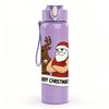 1PC Santa Deer Christmas 750ml Color Plastic Sports Water Bottle Leakproof Flip Straw Lid Suitable for Sports Office Home Use