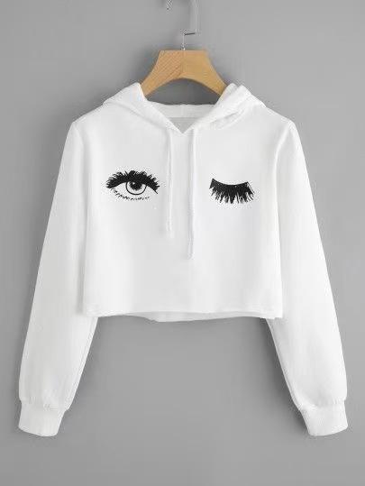 2026 New 3D Digital Printing Hooded Color Matching Short Sweater Women's Loose Fashion Trend Jacket Long Sleeve Top