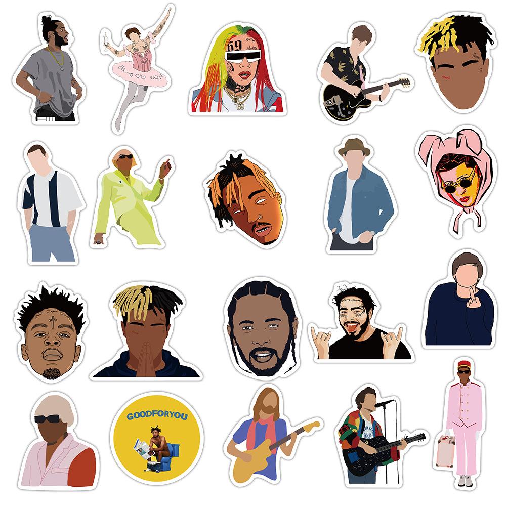 50 Collection of Musicians Such As Harry Taylor and Other Singers Doodle Stickers Suitcase Laptop Waterproof Stickers