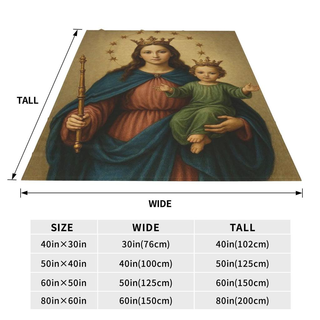 Jesus Catholic Christian Religiou Holy Virgin Mary Blanket Soft Warm Flannel Throw Blanket Plush for Bed Picnic Travel Home Sofa