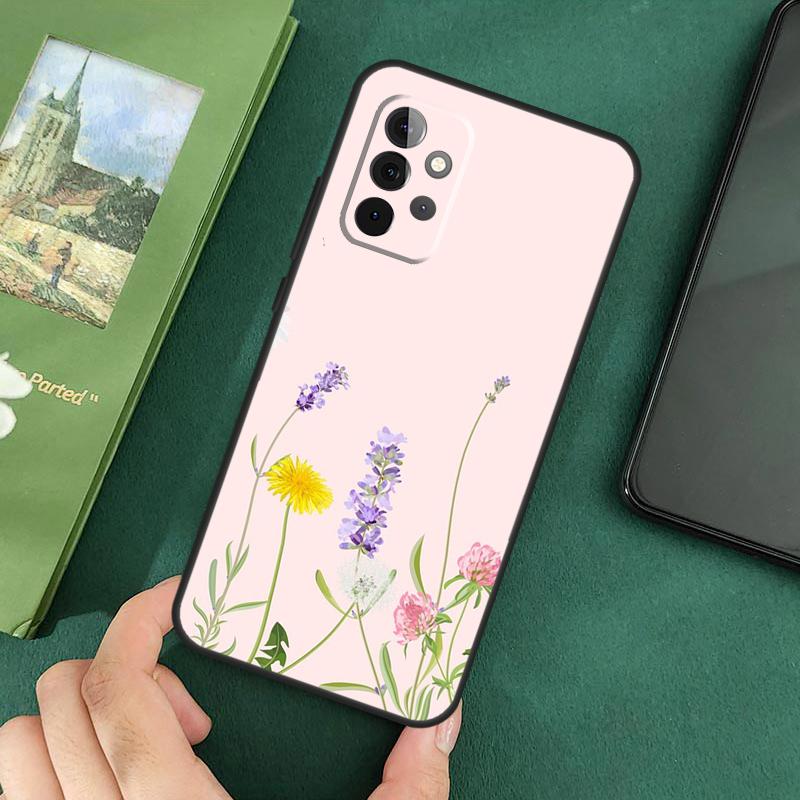 Lavender Purple Flowers Soft Cover For Samsung Galaxy A54 A53 A73 A13 A71 A51 A14 A52 A32 A12 A22 A52S Back Case