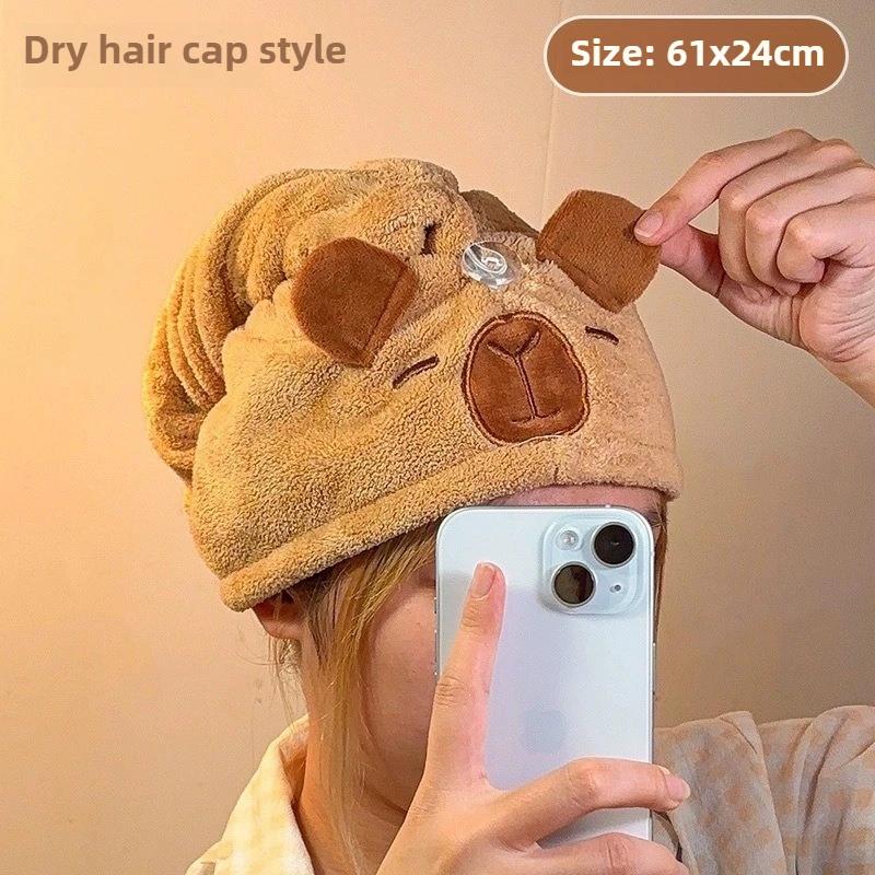 1/3/5PCS Capybara Kawaii Plush Hair Drying Hat Towel Cap Water Guinea Pig Hat Bath Hat Towel Cap Super Absorption Hair Dry Cap