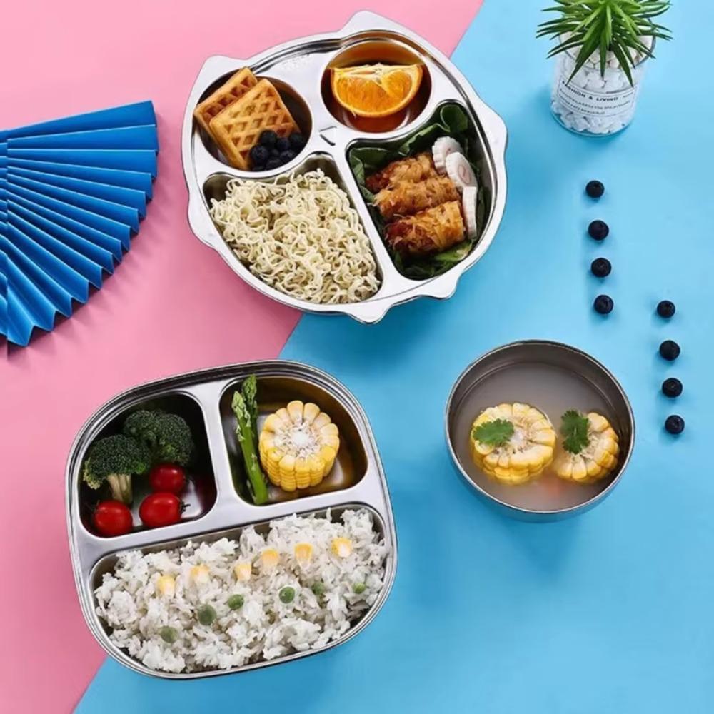Cartoon Pattern Children's Dinner Plate Divided Snack Tray Tableware Food Feeding Dishes  Gift