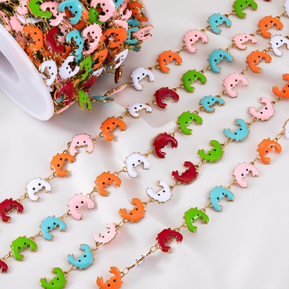 0.5M 1M Stainless Steels Cute Enamel Octopus Gold Chains for DIY Necklaces Making Jewelry Findings Sea Bracelets Anklet Supplies