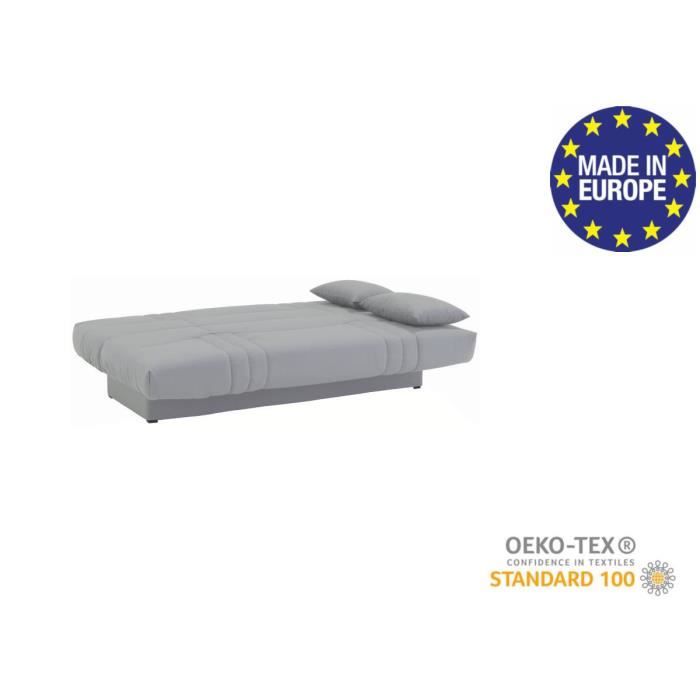 3-seater Click-clack Convertible Sofa - Light Grey Fabric - L 190 X D 92 Cm - DREAM - Contemporary Style