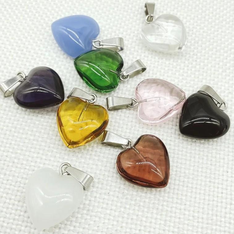 20MM Heart-Shaped Natural Crystal Stone Pendant Necklace DIY Accessory
