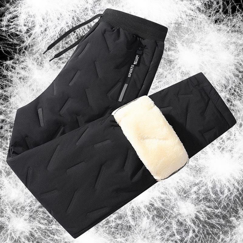 Women's Plush Thick Fleece Lined Sweatpants Straight-leg Waterproof Pants Outdoor Windproof Outerwear Thermal Trousers 1 Pcs