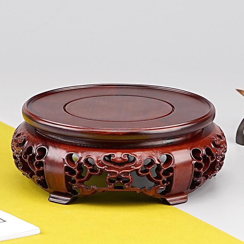 

Подставка для бонсай из красного сандала, ваза, винный кувшин, аквариум, подставка для статуи Будды Fine Grain Inner Diameter 12.5, Height 6 cm