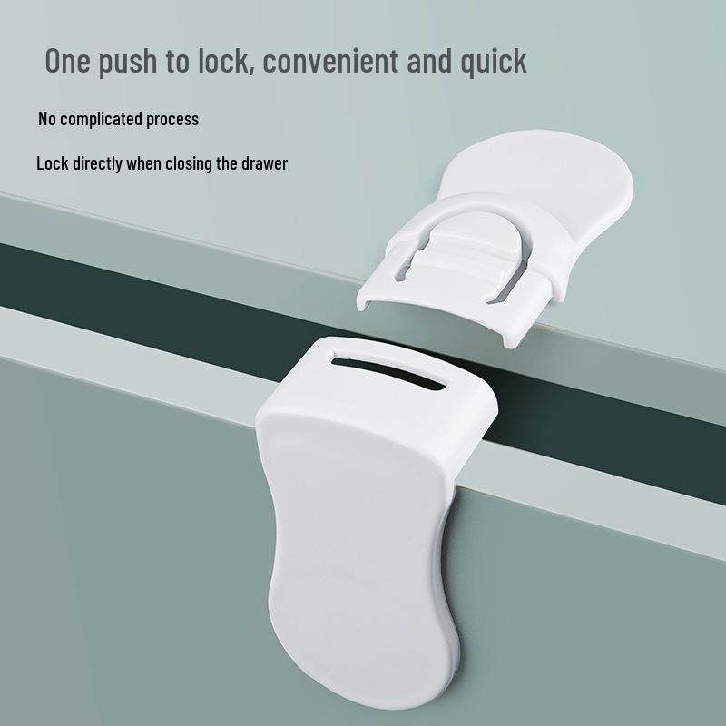 Baby Safety Right Angle Drawer Lock with Anti-Pinch Protection - No Drill Required
