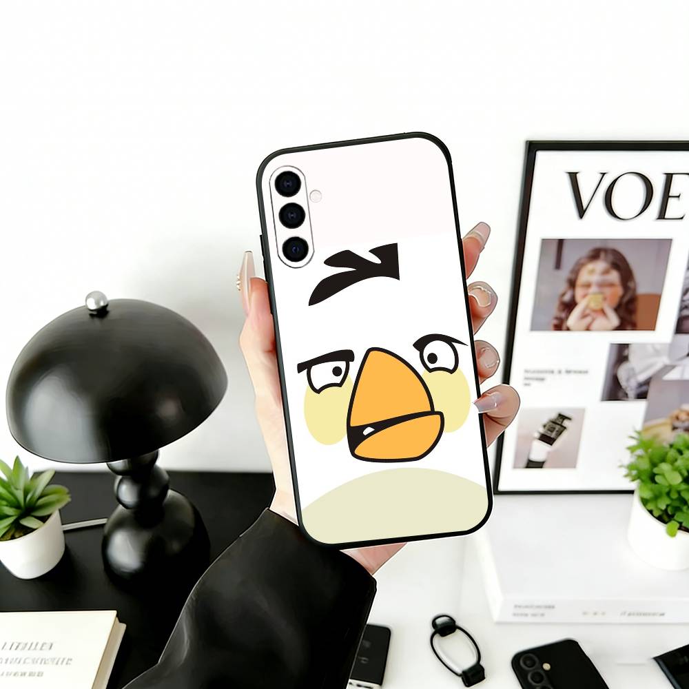 Funny Cartoon A-Angry B-Birds Phone Case Black Silicone Soft For Samsung Galaxy A73,A72,A71,A70,A53,A52,A51