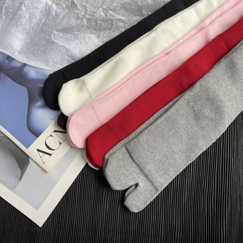 Calzini da Uomo Donna in Cotone Pettinato a Dita Separate Tinta Unita con Piccole Righe Confortevoli Morbidi a Due Dita Giapponesi Harajuku da Donna