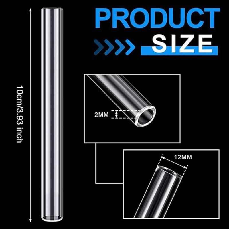 4inch Long Borocilicate Glass Tubes Wall Glass Tube Laboratory Tubing Clear Tubes OD 12mm Thickness 2mm for Art