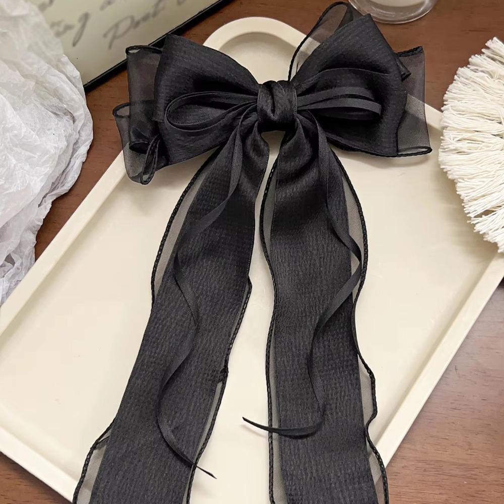 

Корейский стиль Зажим-автомат с бантом Лента Сетка Бант Заколка для волос Милая Балеткор Заколка для волос Дамы чёрный